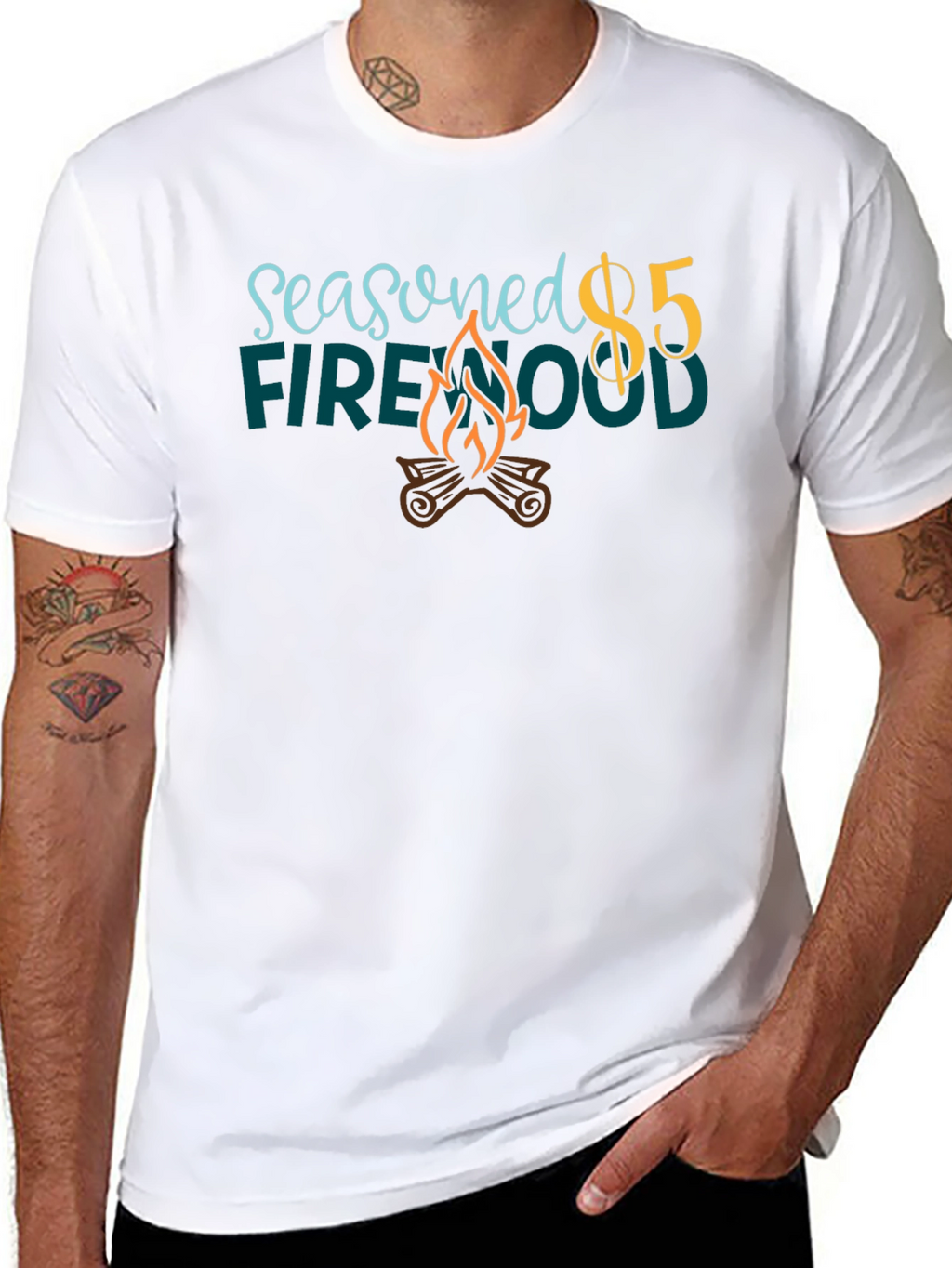 Seasoned Firewood $5 Black Graphic T-Shirt