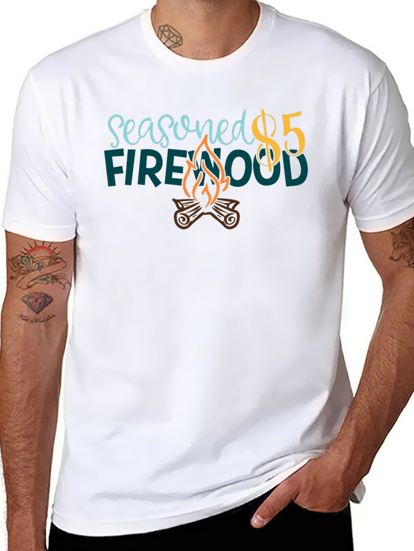 Seasoned Firewood $5 Black Graphic T-Shirt