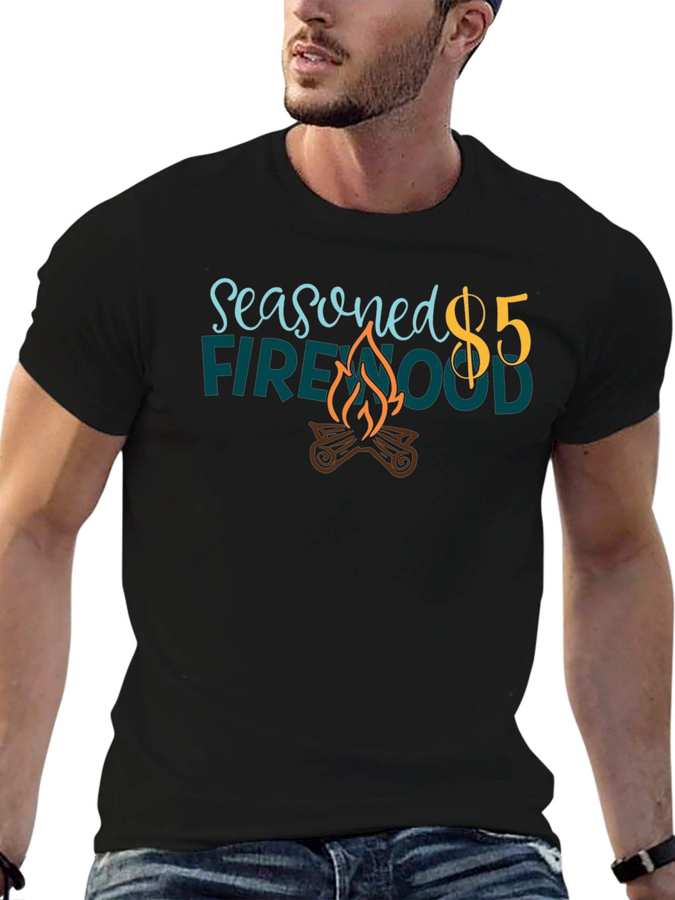 Seasoned Firewood $5 Black Graphic T-Shirt
