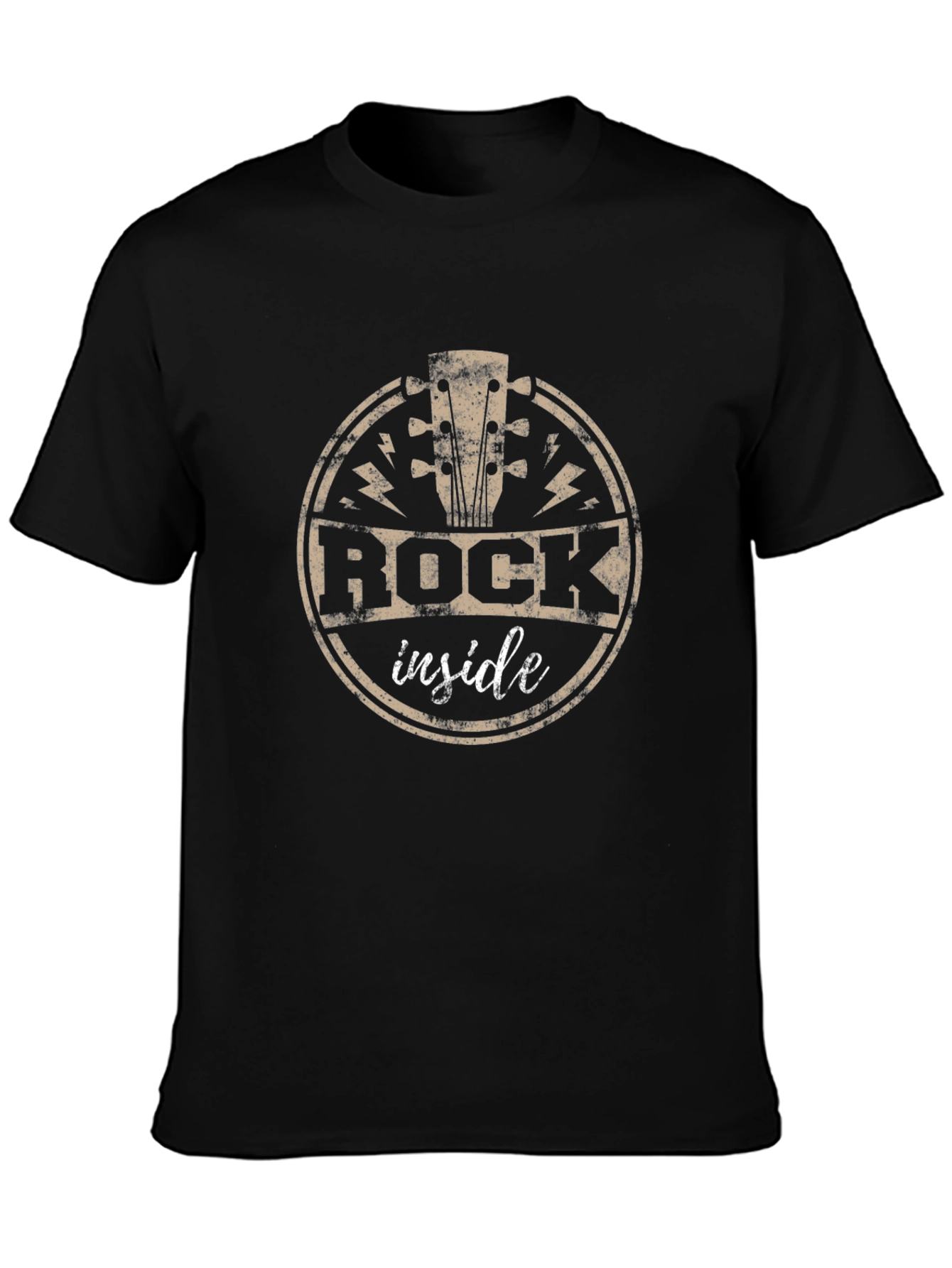 Rock Inside Graphic Tee - Black Cotton T-Shirt