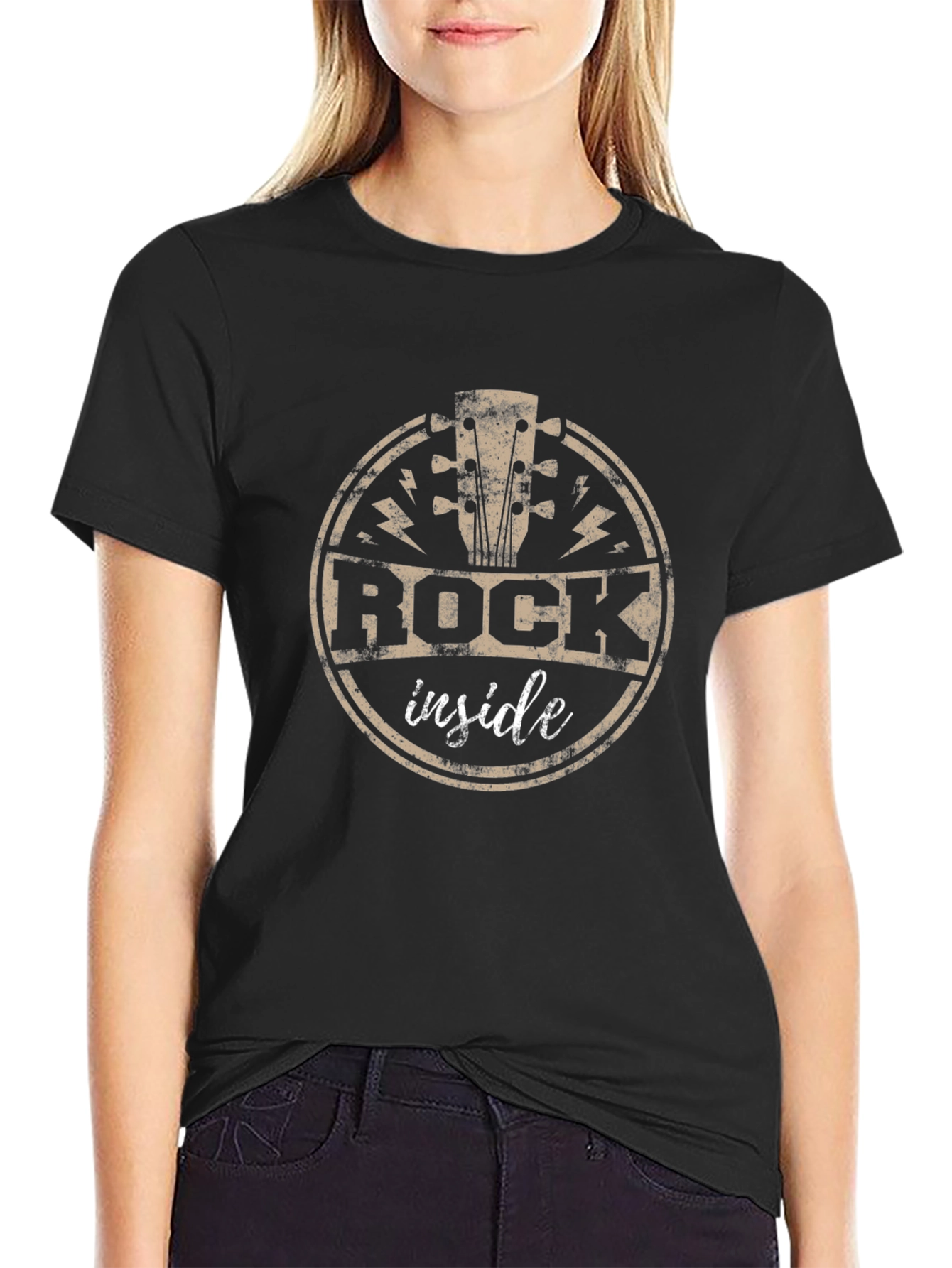 Rock Inside Graphic Tee - Black Cotton T-Shirt