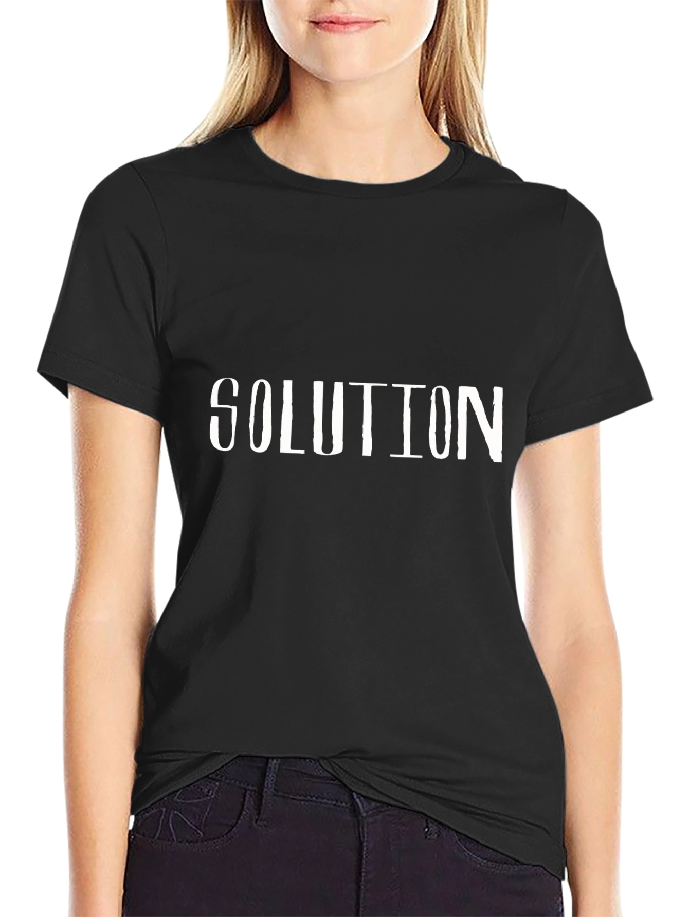 Solution T-Shirt - Mens Black Cotton Graphic Tee