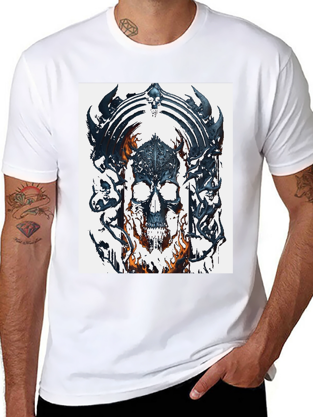 Skull & Flame Graphic Tee - Bold Black T-Shirt