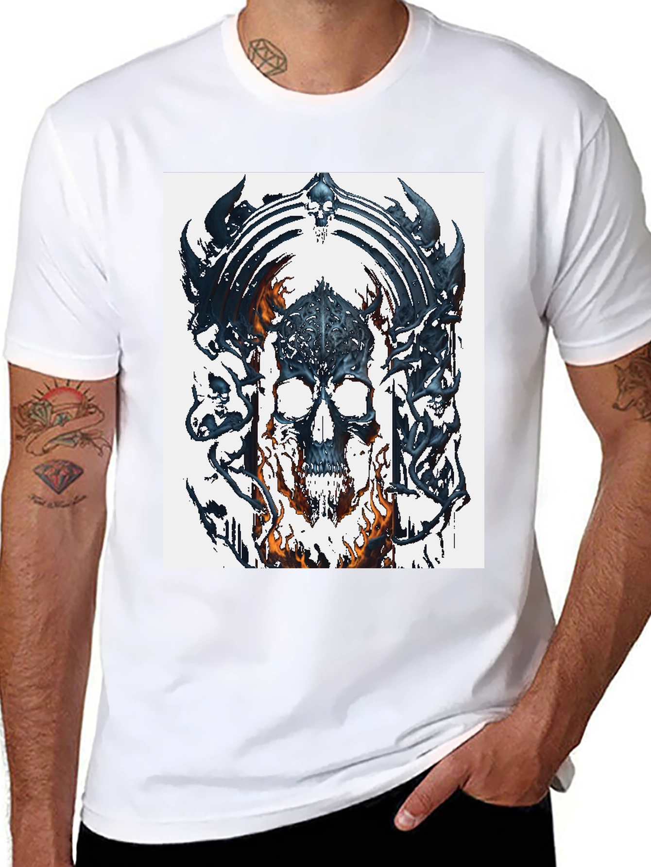 Skull & Flame Graphic Tee - Bold Black T-Shirt