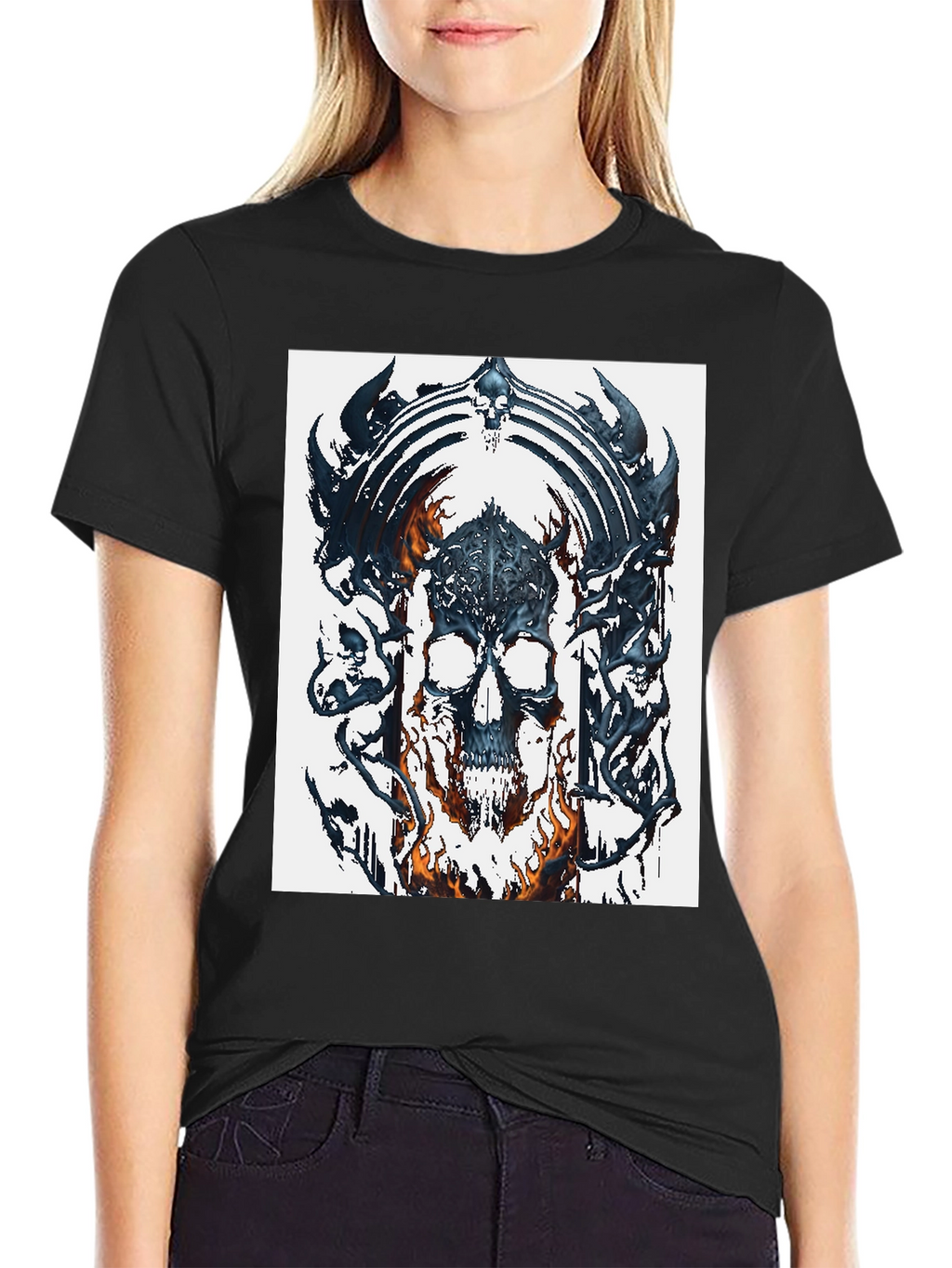 Skull & Flame Graphic Tee - Bold Black T-Shirt