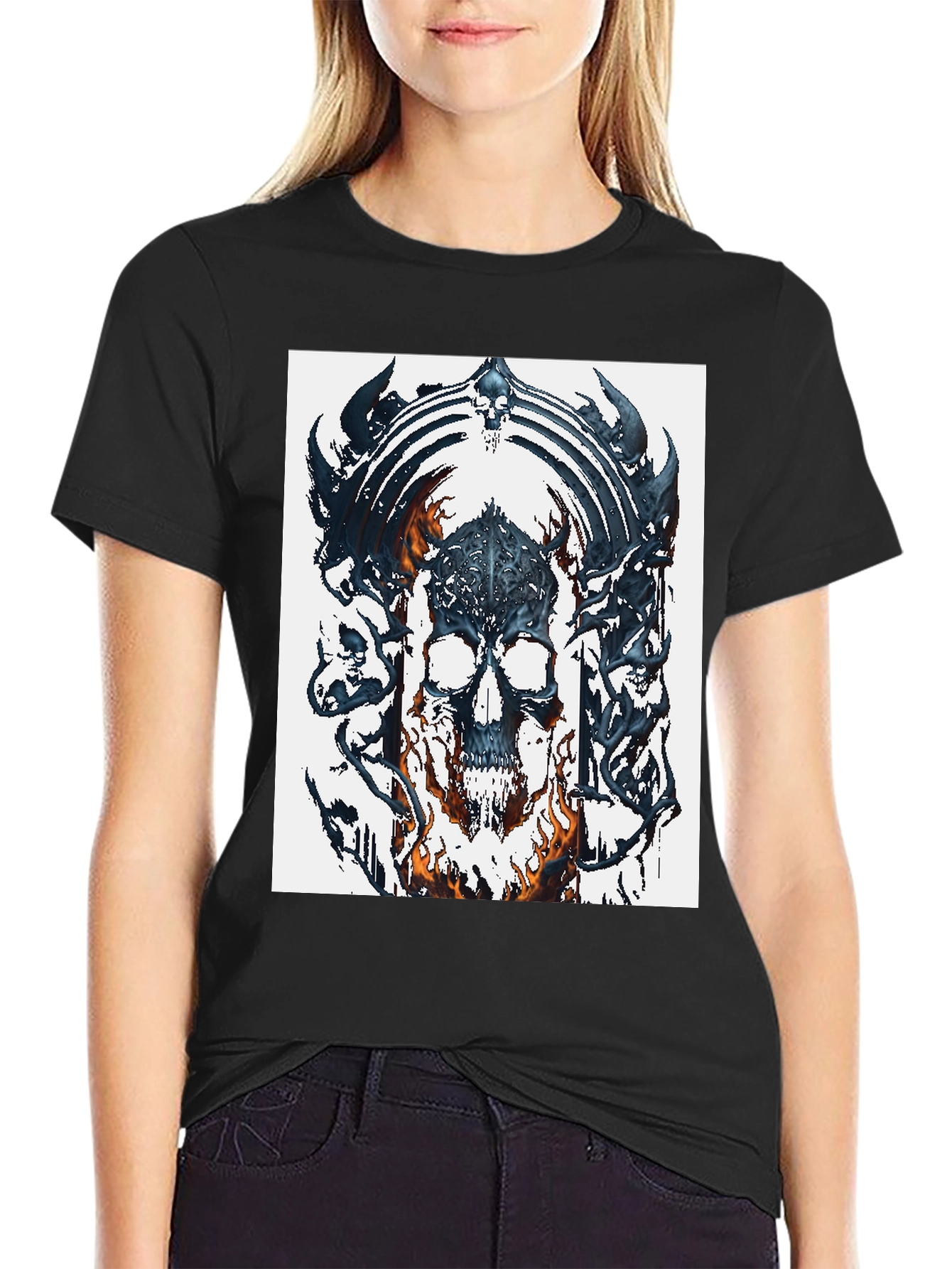 Skull & Flame Graphic Tee - Bold Black T-Shirt