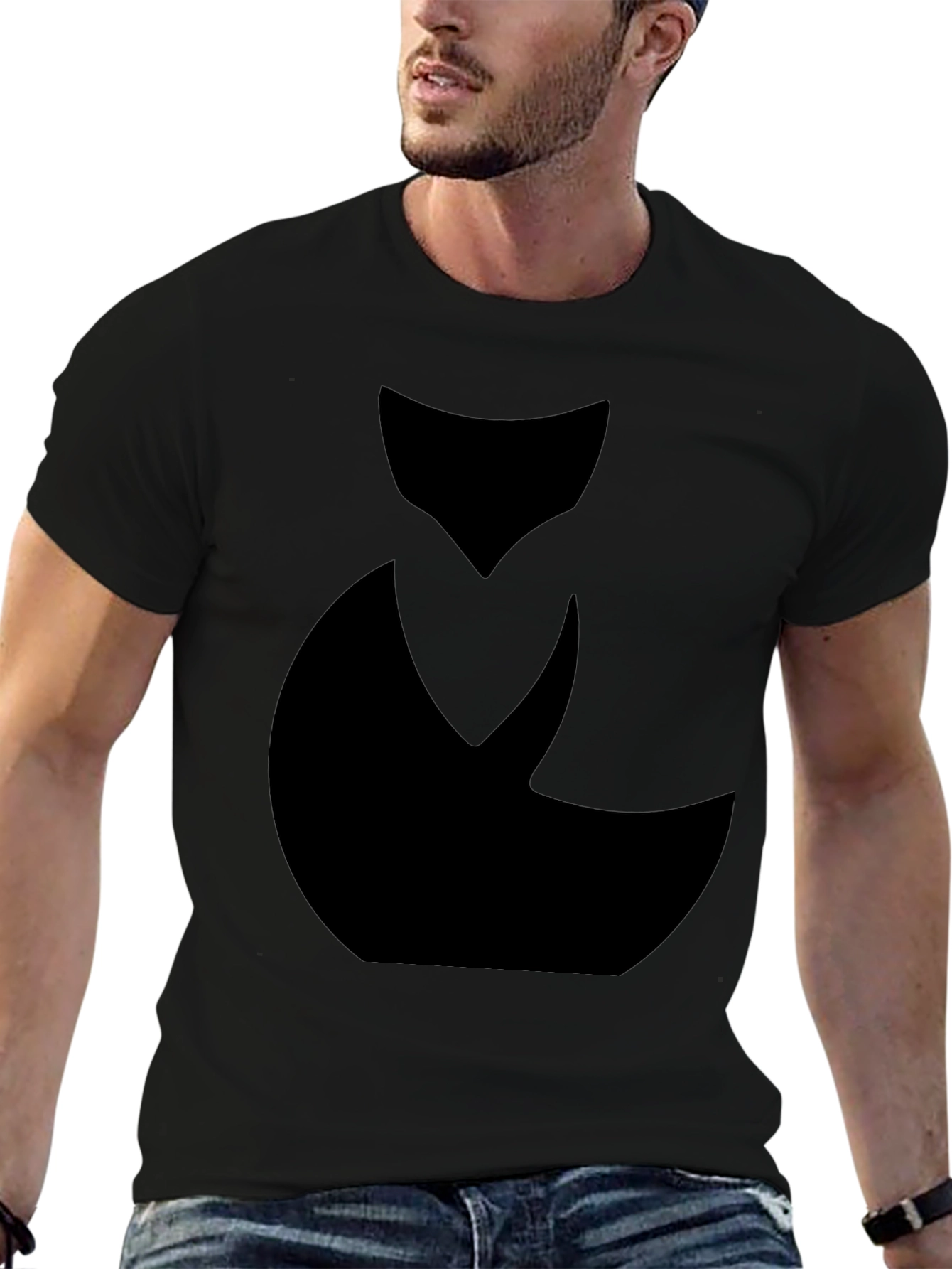 Abstract Black Cat Graphic Tee - Mens