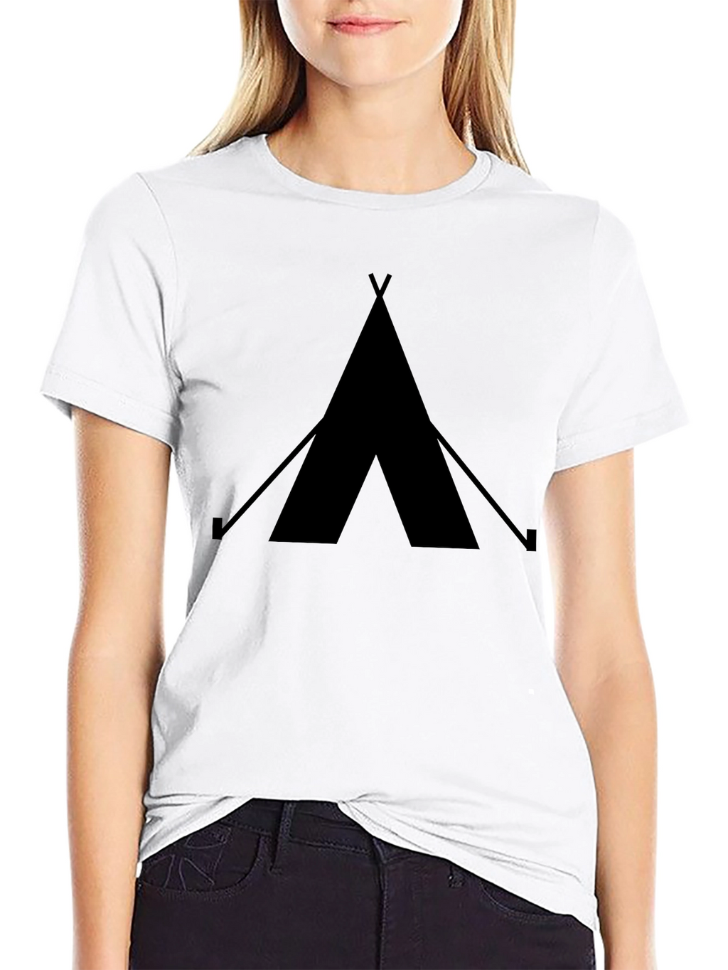 Black Tee with Tent Graphic