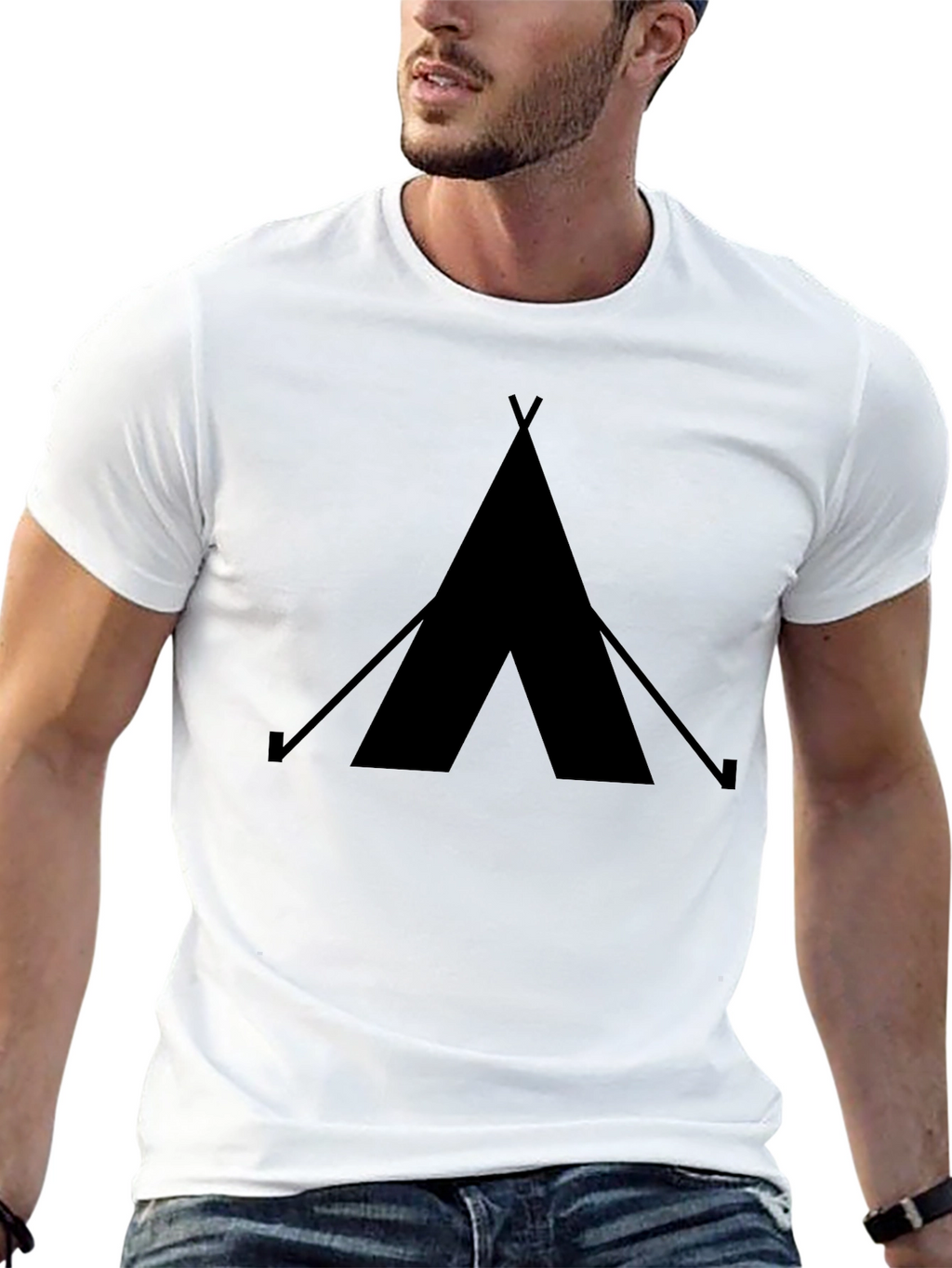 Black Tee with Tent Graphic
