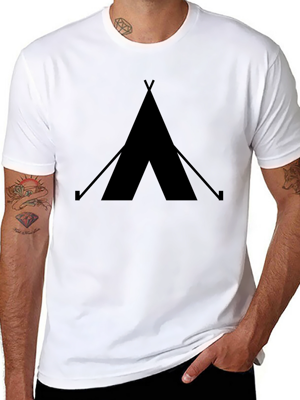 Black Tee with Tent Graphic