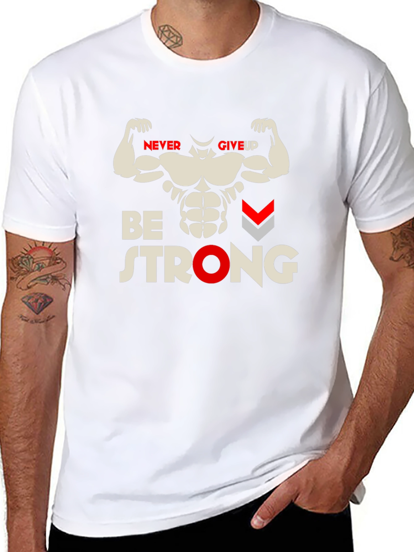 Be Strong Graphic T-Shirt - Never Give Up