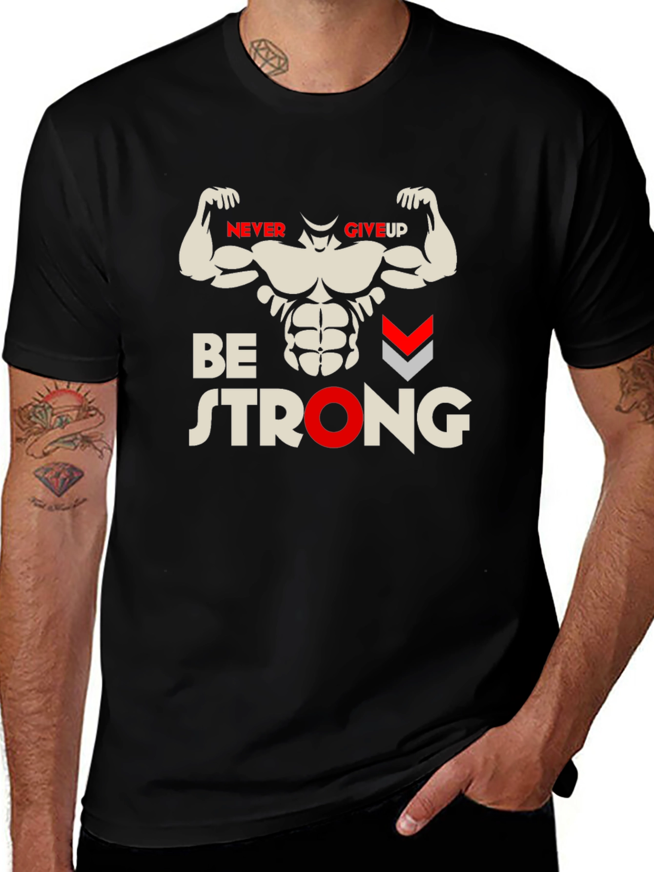 Be Strong Graphic T-Shirt - Never Give Up