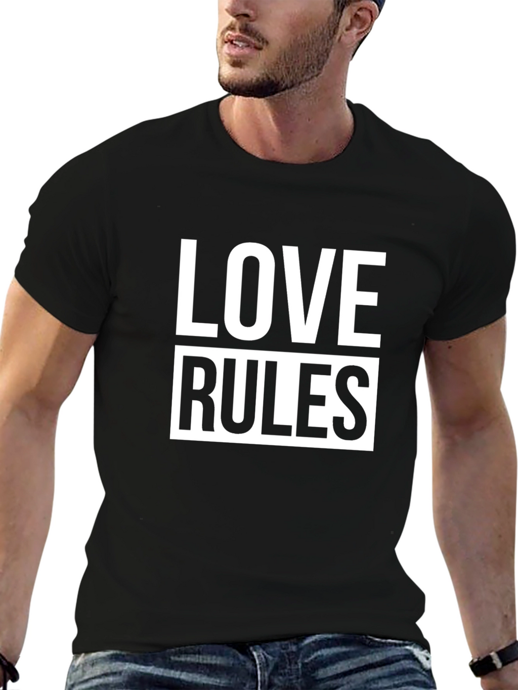 Love Rules Graphic Black T-Shirt