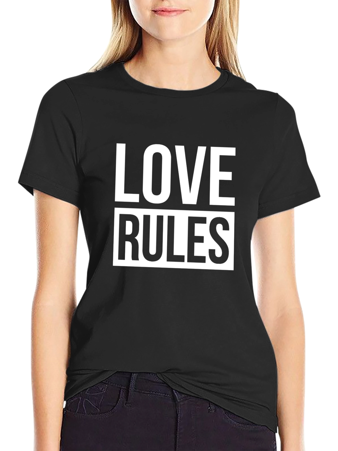 Love Rules Graphic Black T-Shirt
