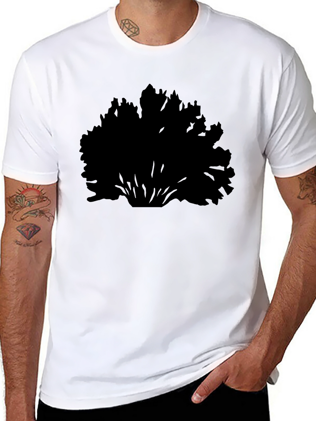 Black Bush Silhouette Mens T-Shirt