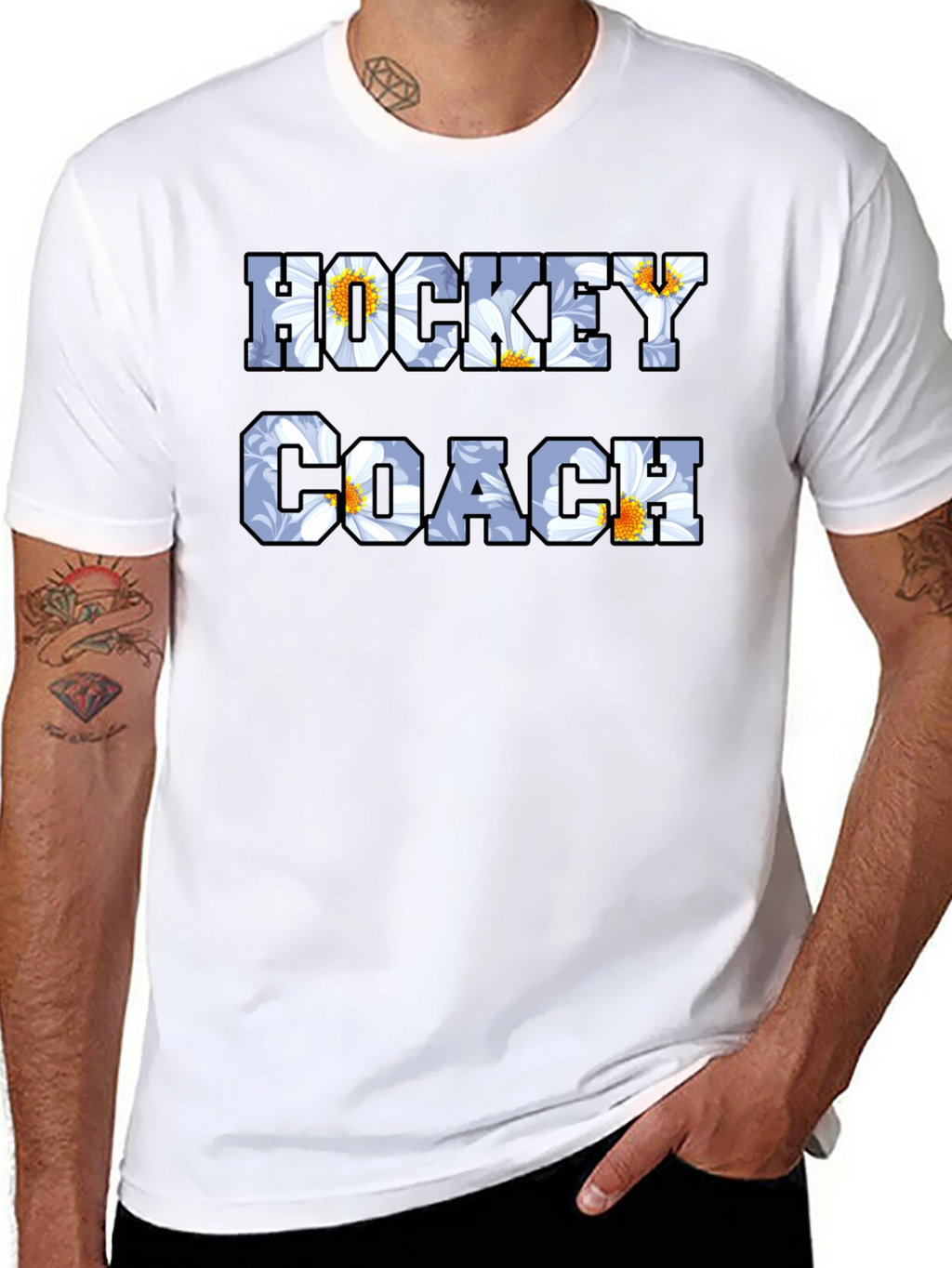 Hockey Coach Floral Graphic T-Shirt
