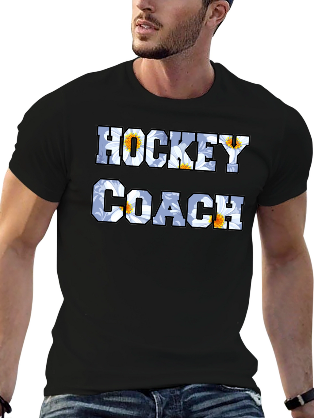 Hockey Coach Floral Graphic T-Shirt