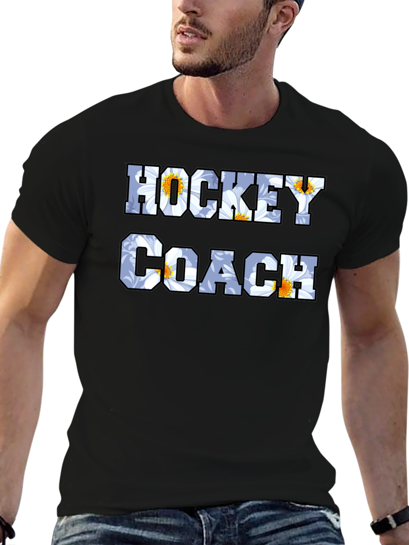 Hockey Coach Floral Graphic T-Shirt