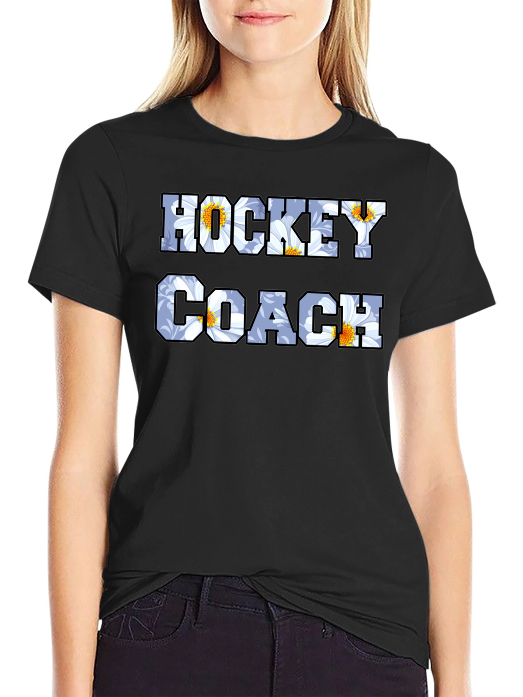 Hockey Coach Floral Graphic T-Shirt