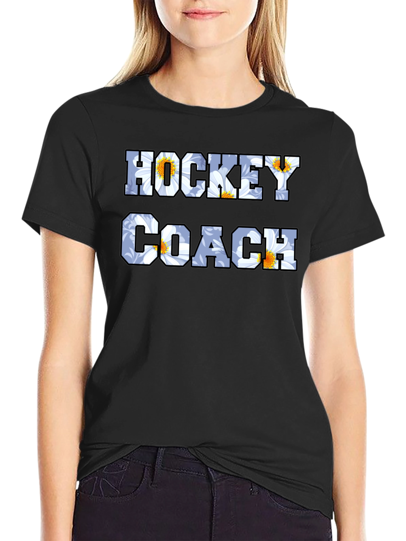 Hockey Coach Floral Graphic T-Shirt