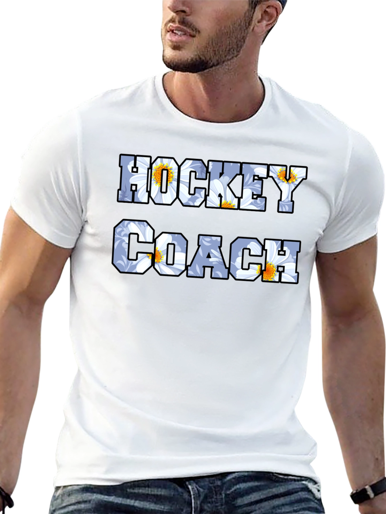 Hockey Coach Floral Graphic T-Shirt