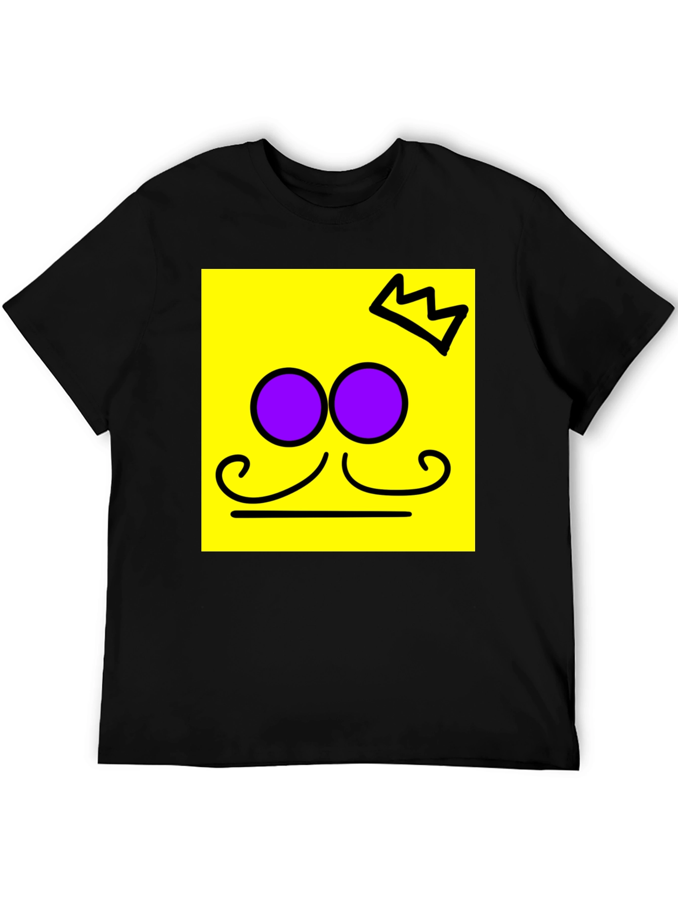 Crown Mustache Face T-Shirt - Black Cotton Tee