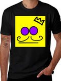 Crown Mustache Face T-Shirt - Black Cotton Tee