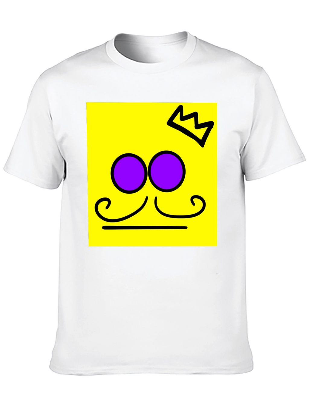 Crown Mustache Face T-Shirt - Black Cotton Tee