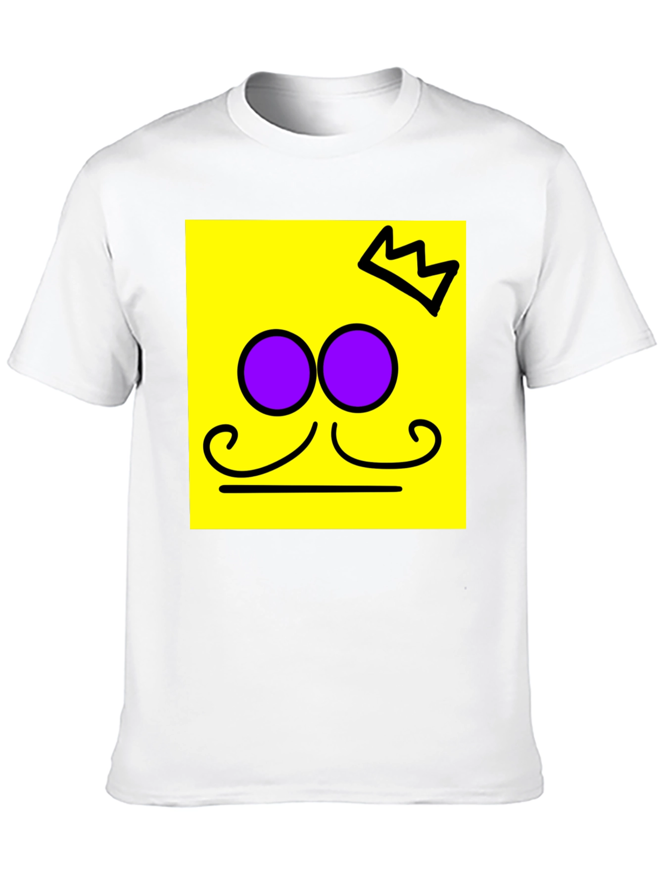 Crown Mustache Face T-Shirt - Black Cotton Tee