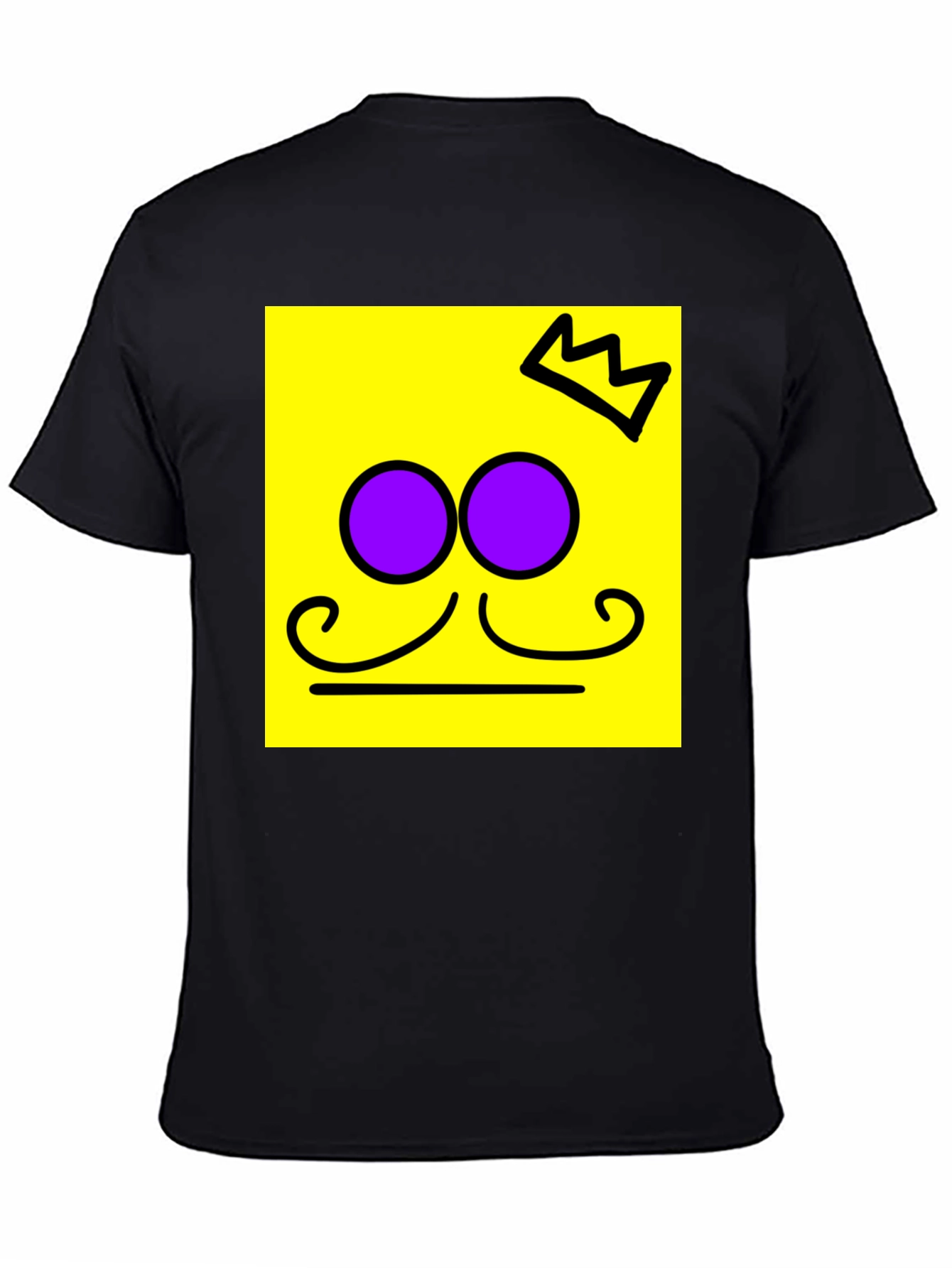 Crown Mustache Face T-Shirt - Black Cotton Tee
