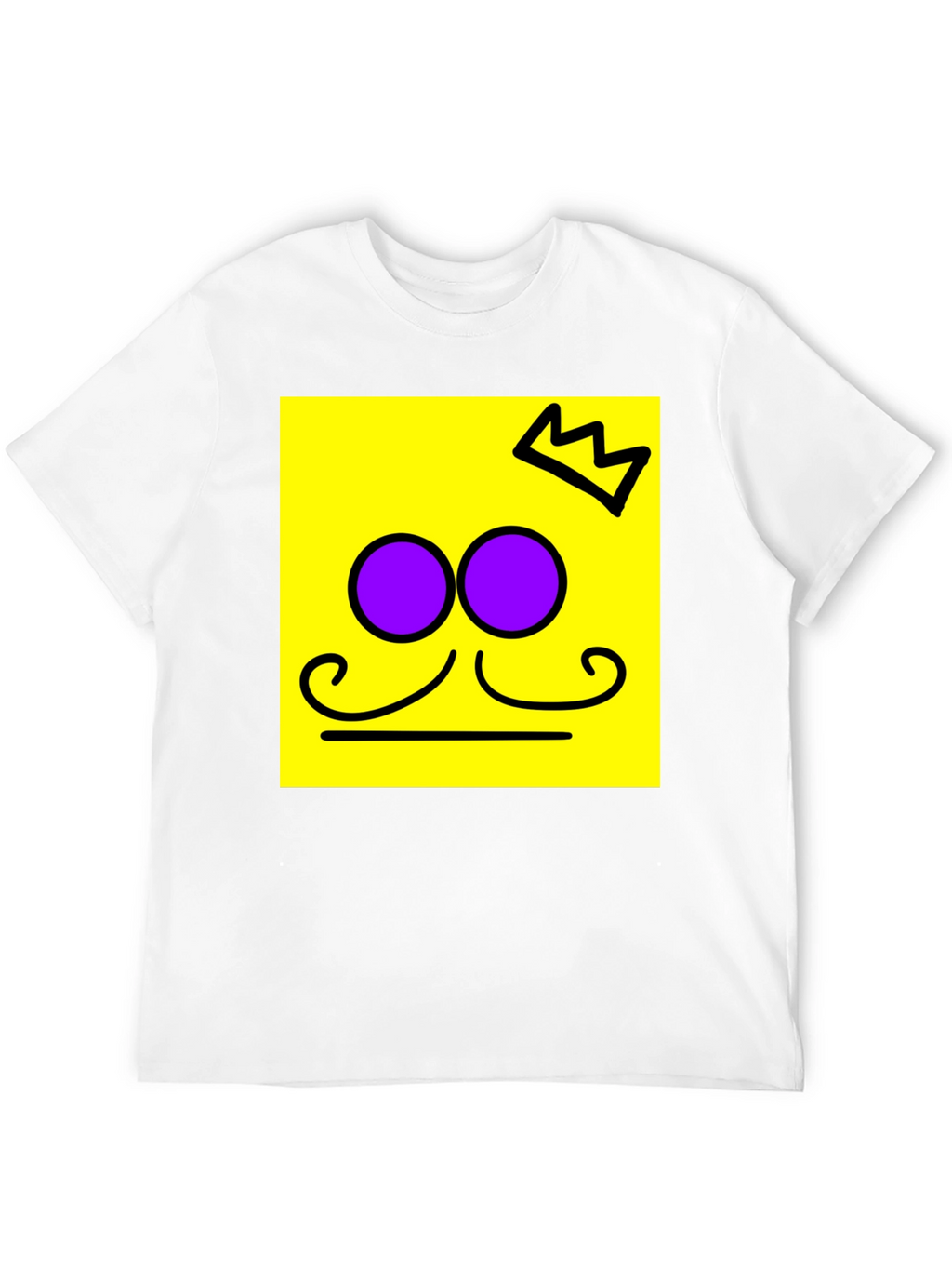 Crown Mustache Face T-Shirt - Black Cotton Tee