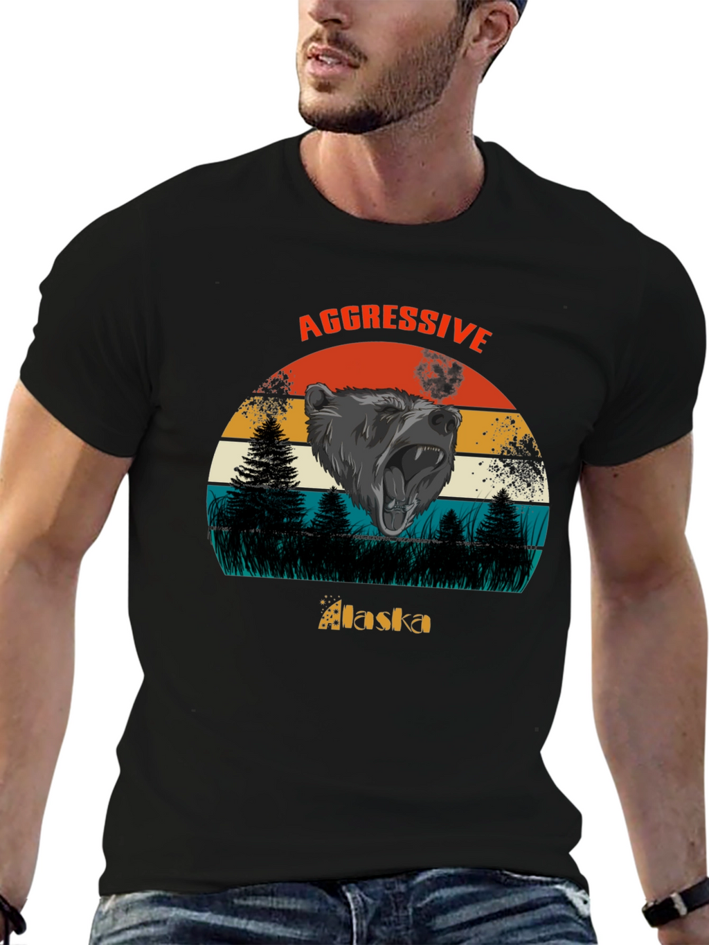 Aggressive Alaska Bear Graphic Tee