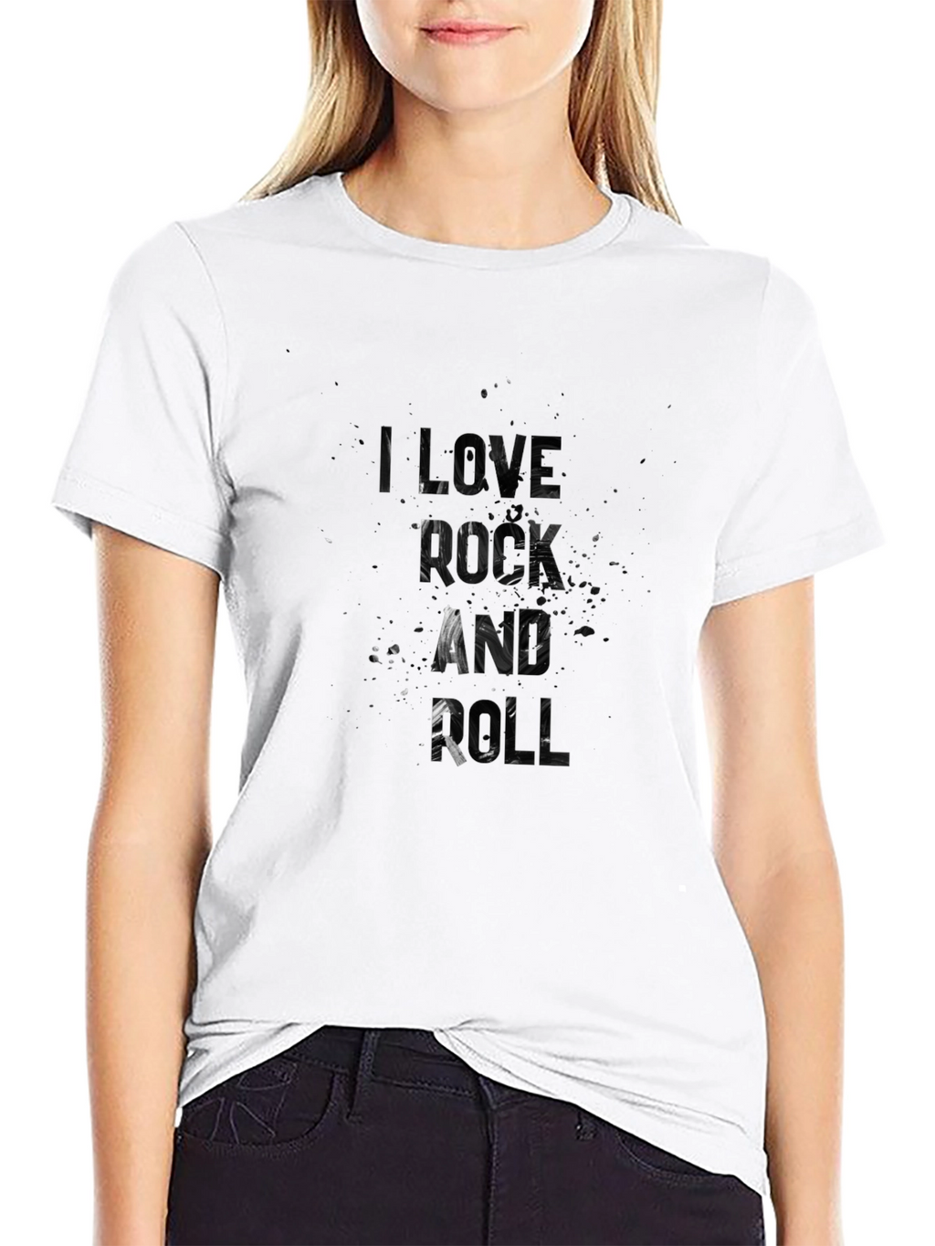 I Love Rock and Roll Mens Black Graphic T-Shirt