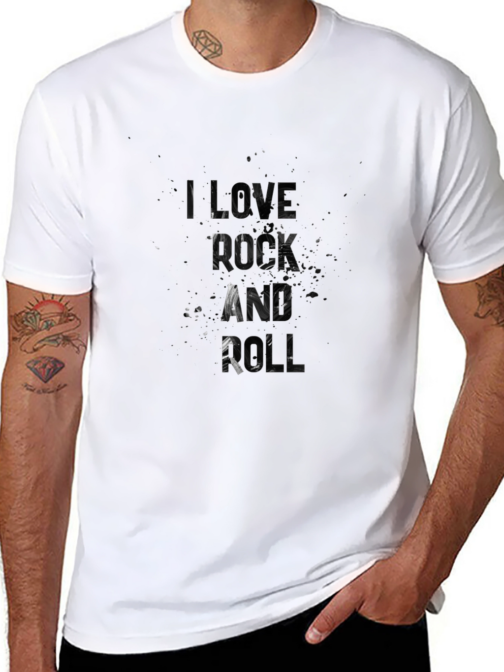 I Love Rock and Roll Mens Black Graphic T-Shirt