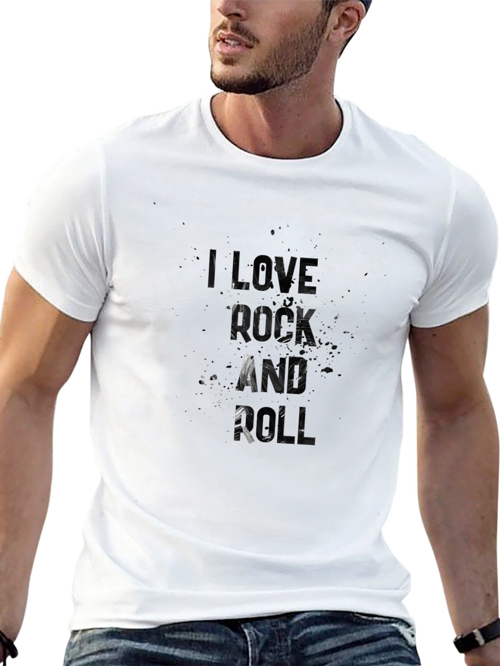 I Love Rock and Roll Mens Black Graphic T-Shirt