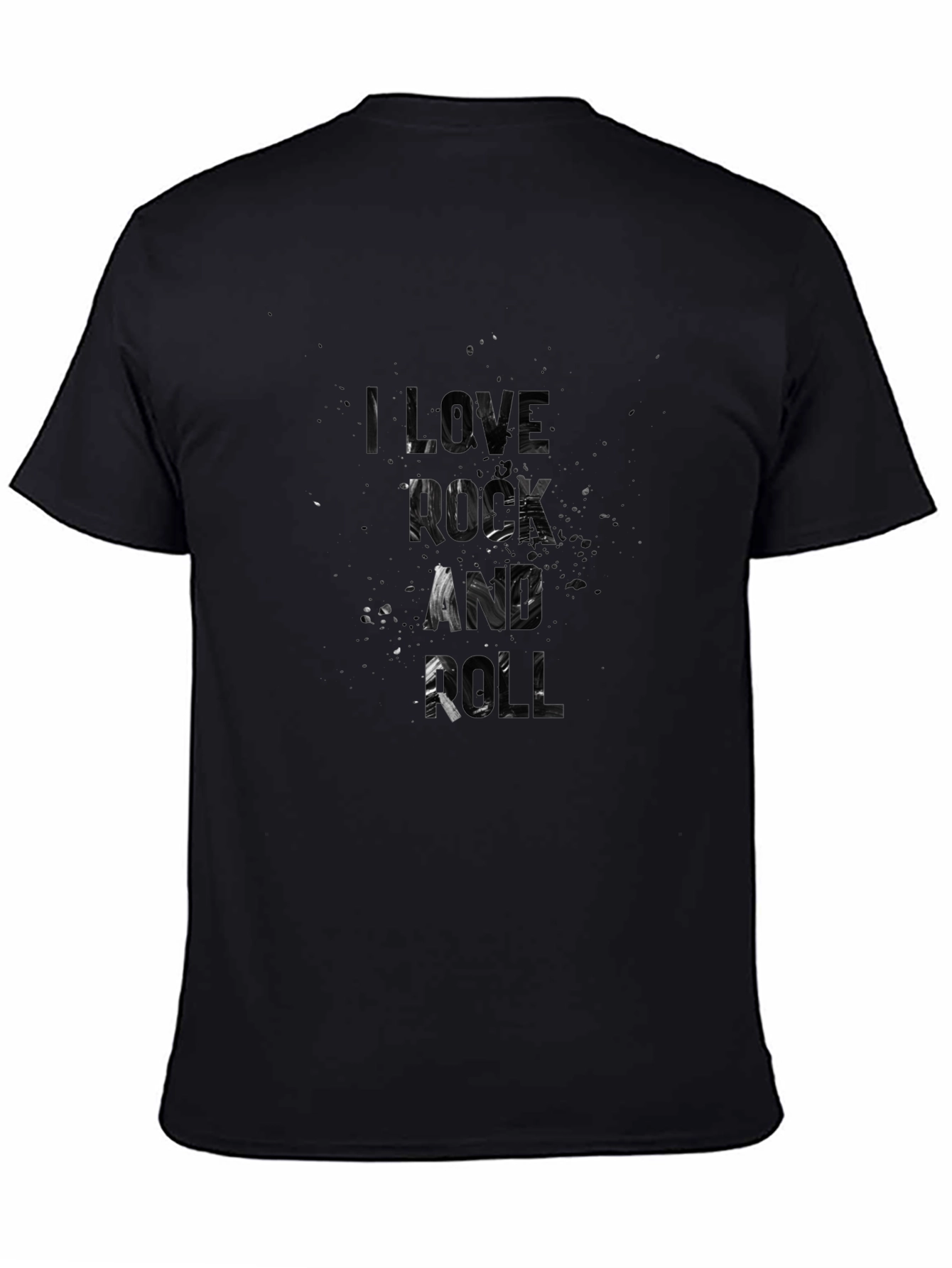 I Love Rock and Roll Mens Black Graphic T-Shirt