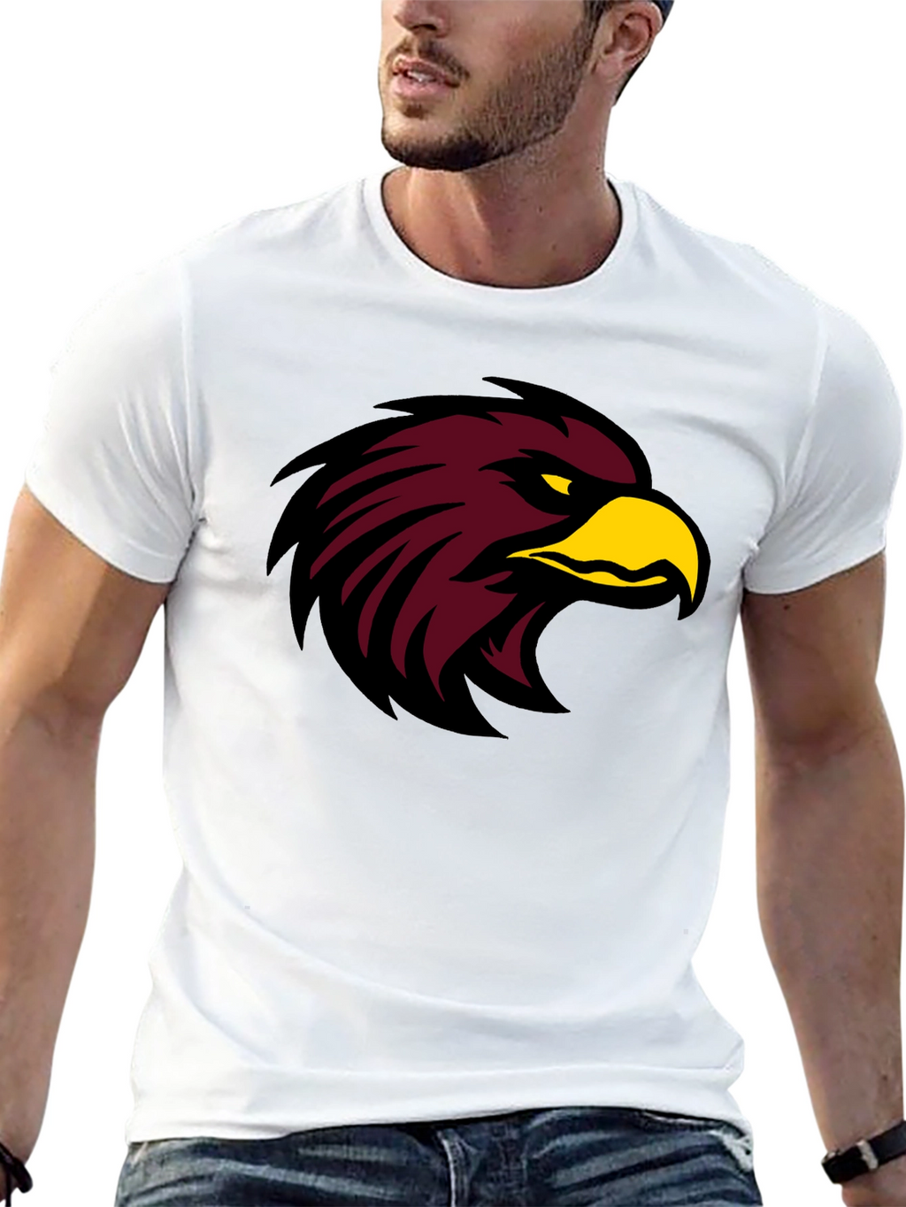 Black T-Shirt with Maroon Eagle Graphic