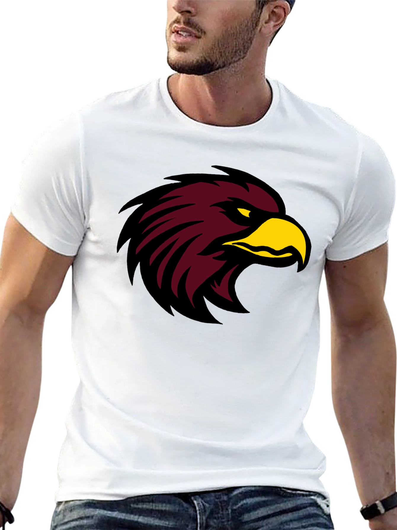 Black T-Shirt with Maroon Eagle Graphic