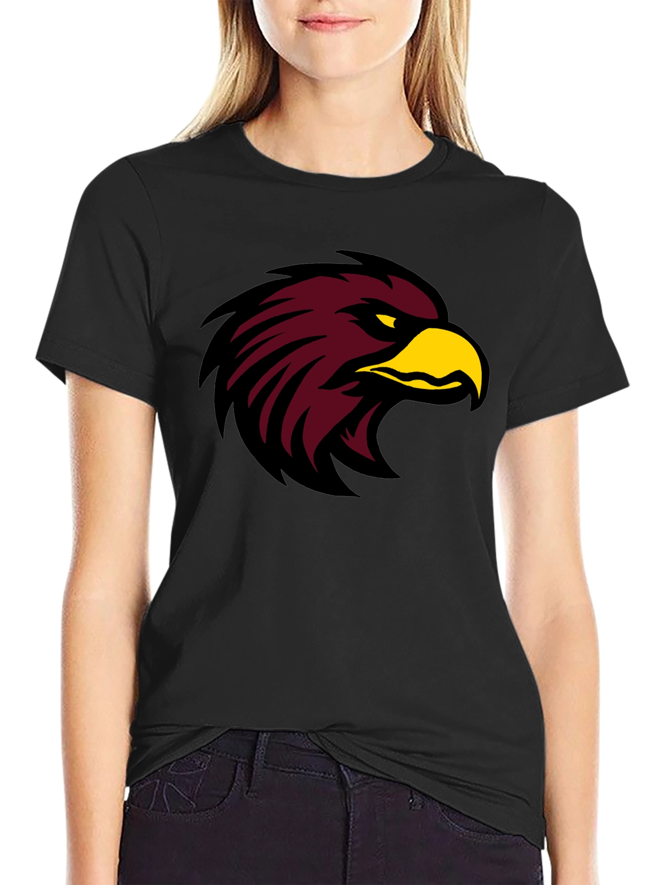 Black T-Shirt with Maroon Eagle Graphic