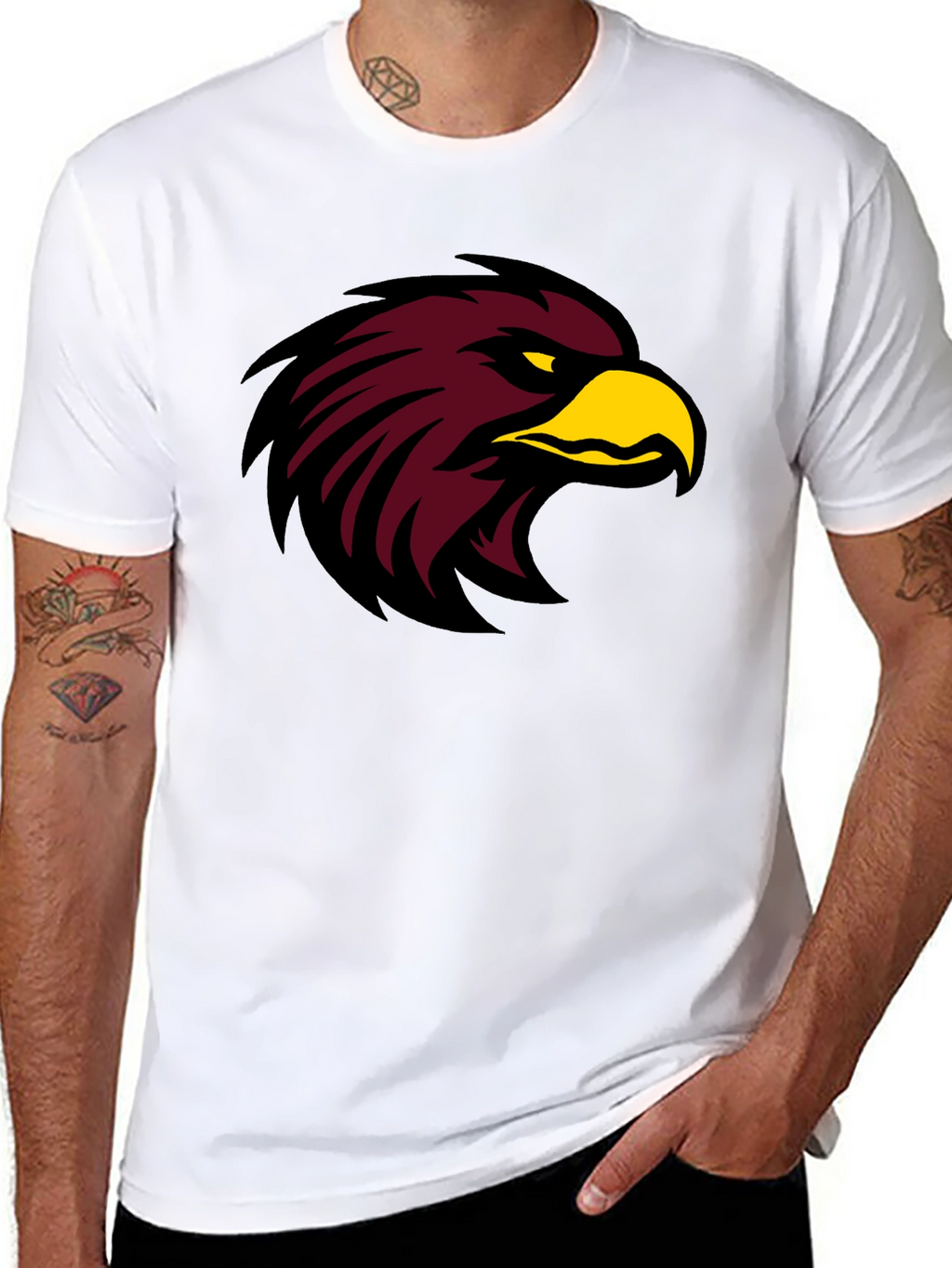 Black T-Shirt with Maroon Eagle Graphic