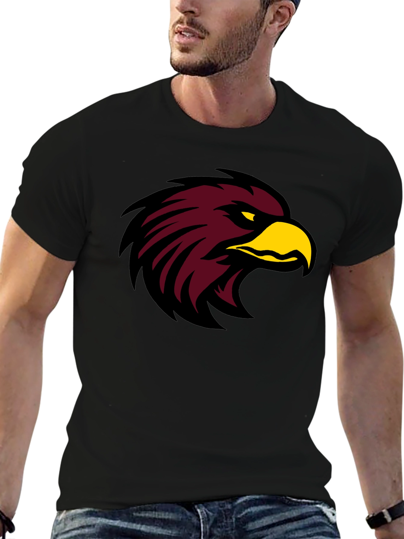 Black T-Shirt with Maroon Eagle Graphic
