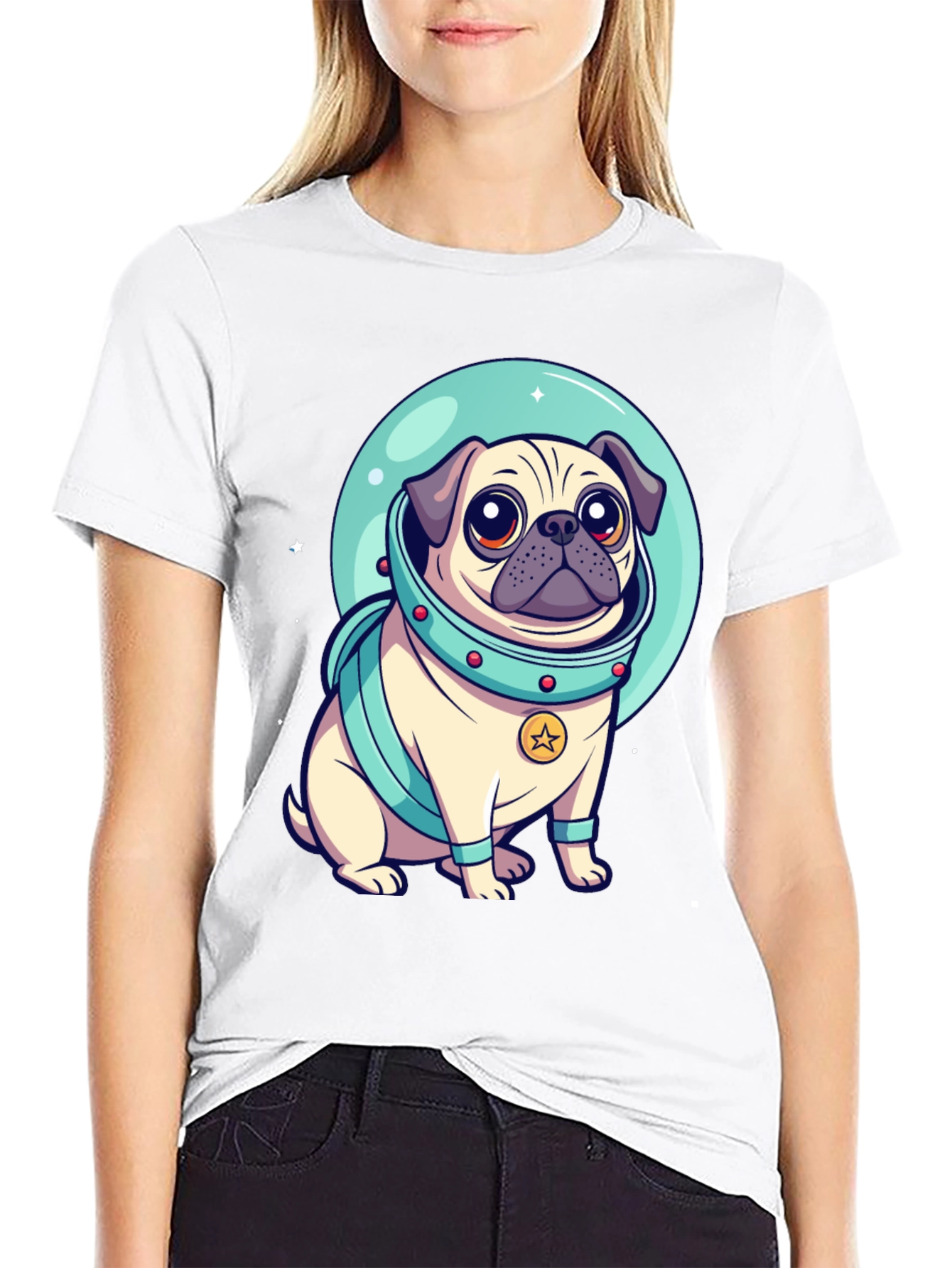 Astronaut Pug Graphic Tee - Space Dog Lover