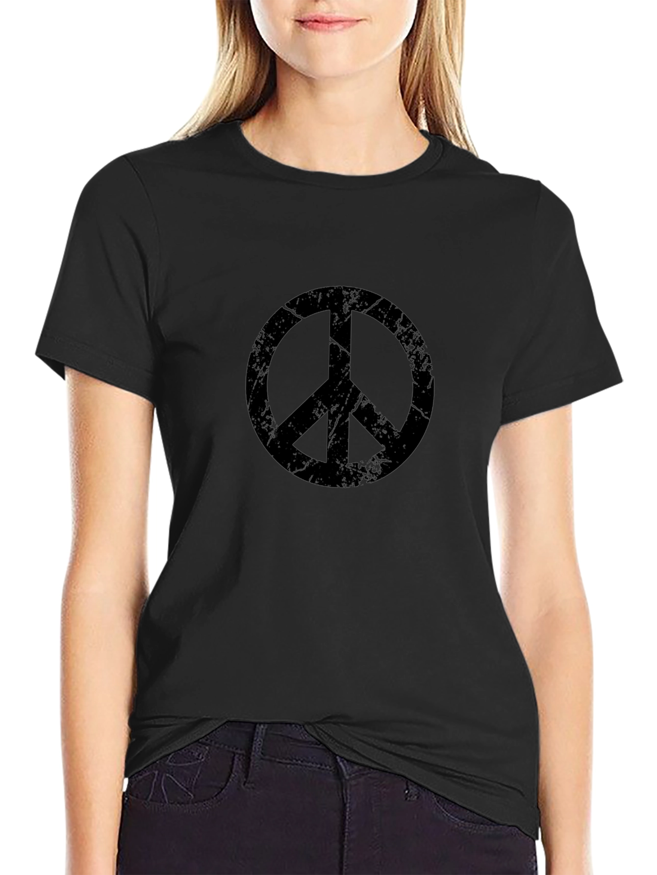 Distressed Peace Symbol Graphic T-Shirt