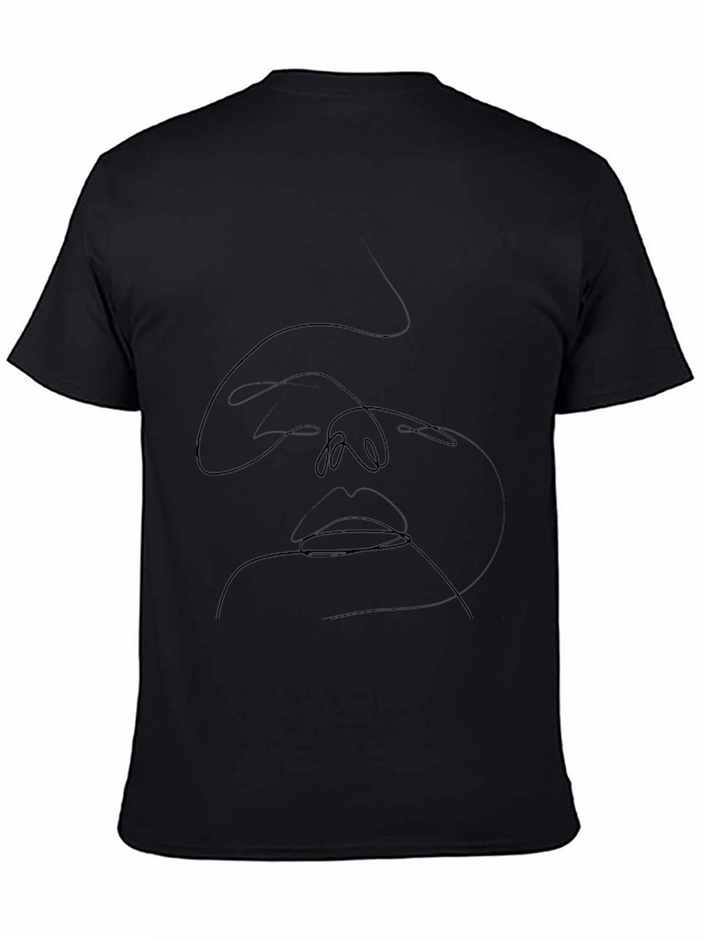 Abstract Face Line Art Black Tee