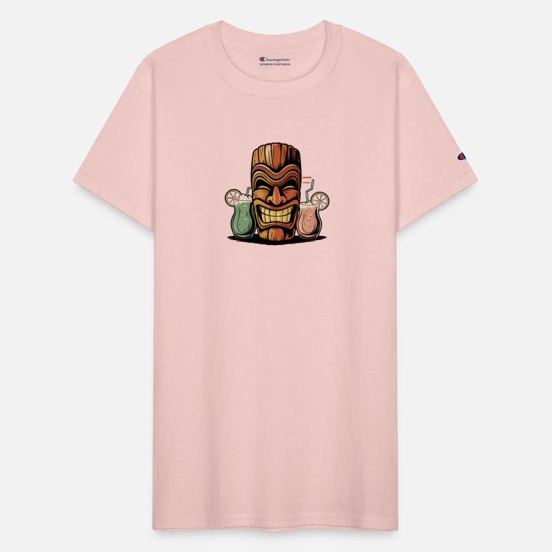 Tiki Face with Tropical Drinks and Hawaiian Vibes