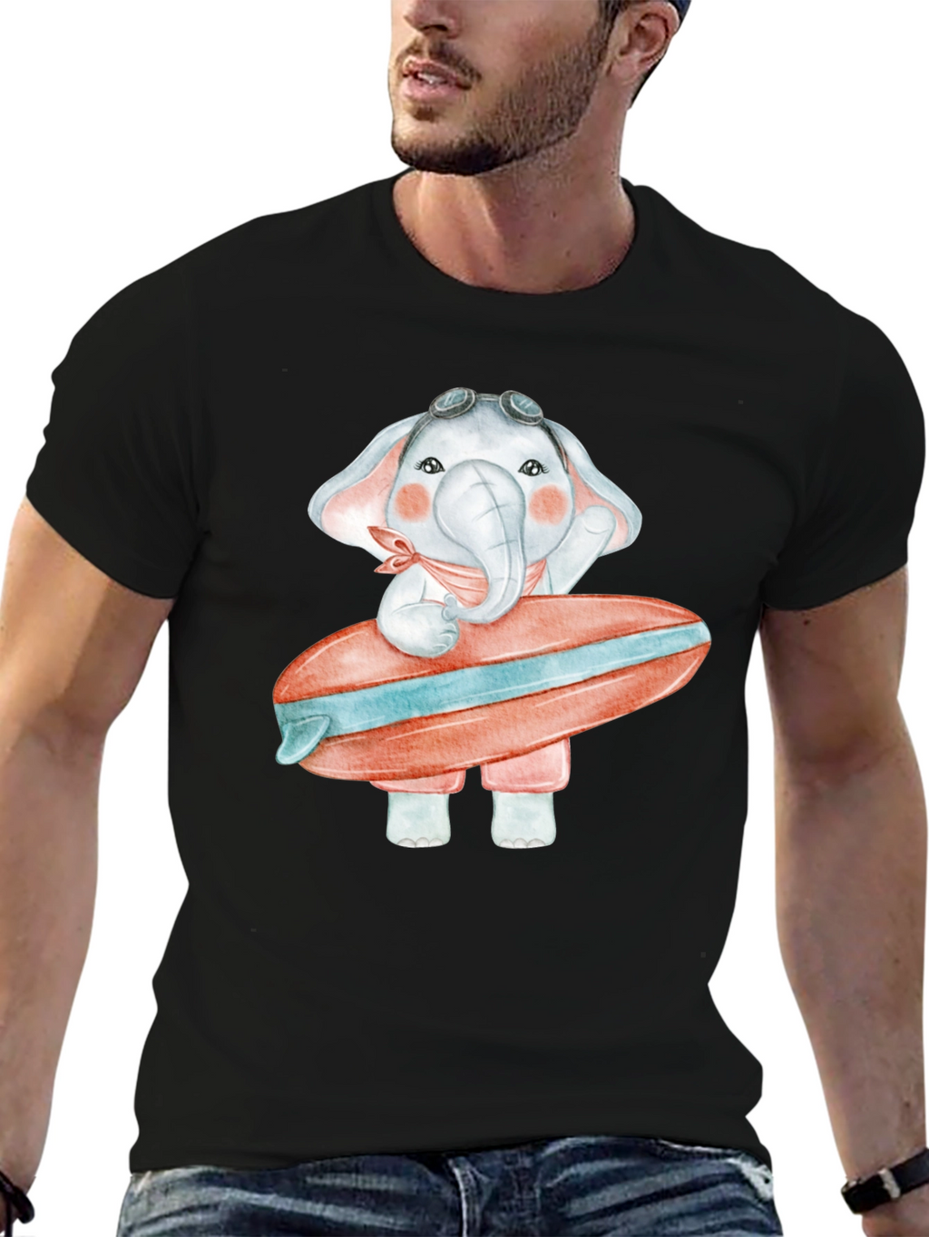 Elephant Surfer Graphic Tee
