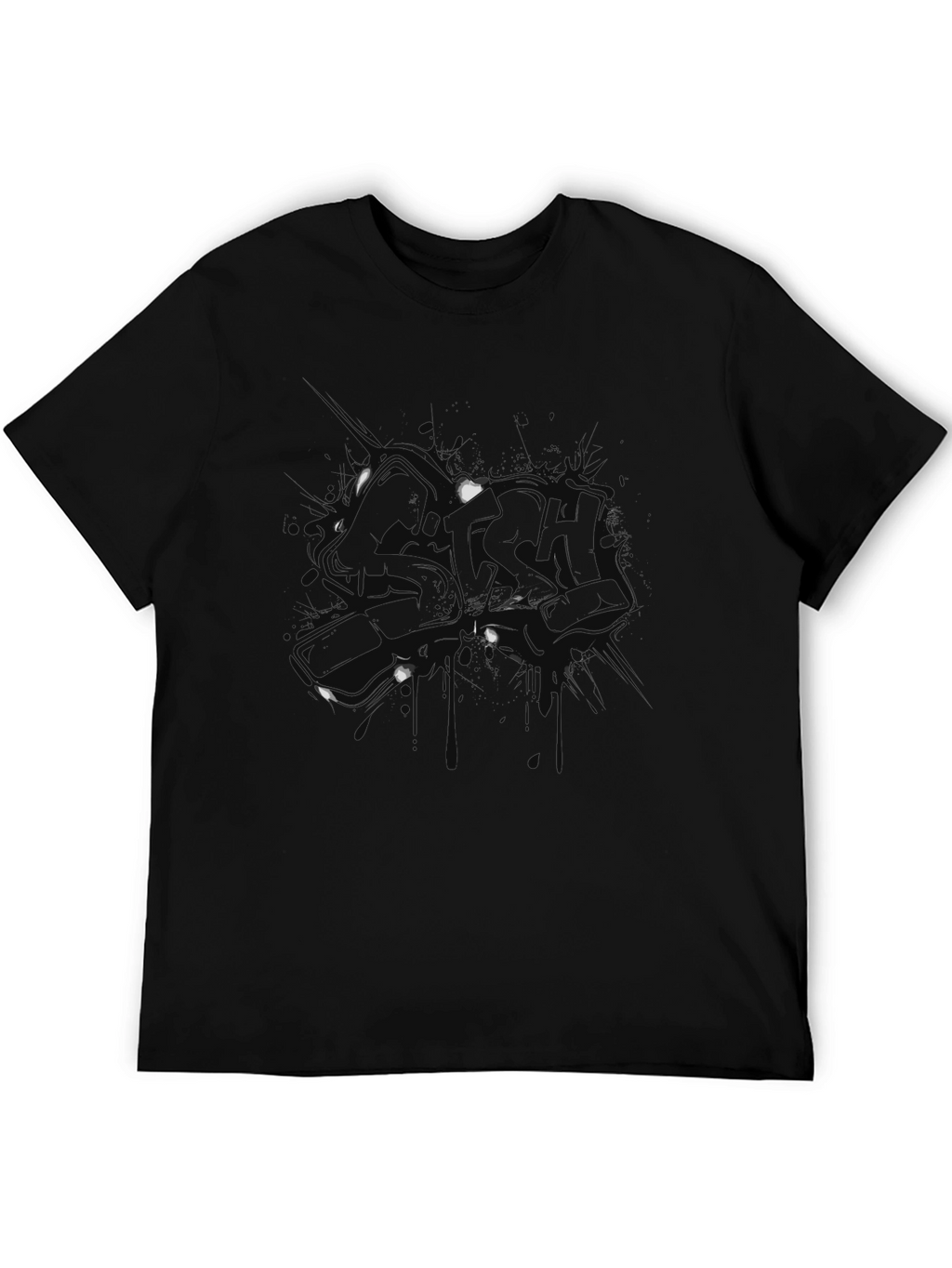 Mens Black Graphic Print Short Sleeve T-Shirt