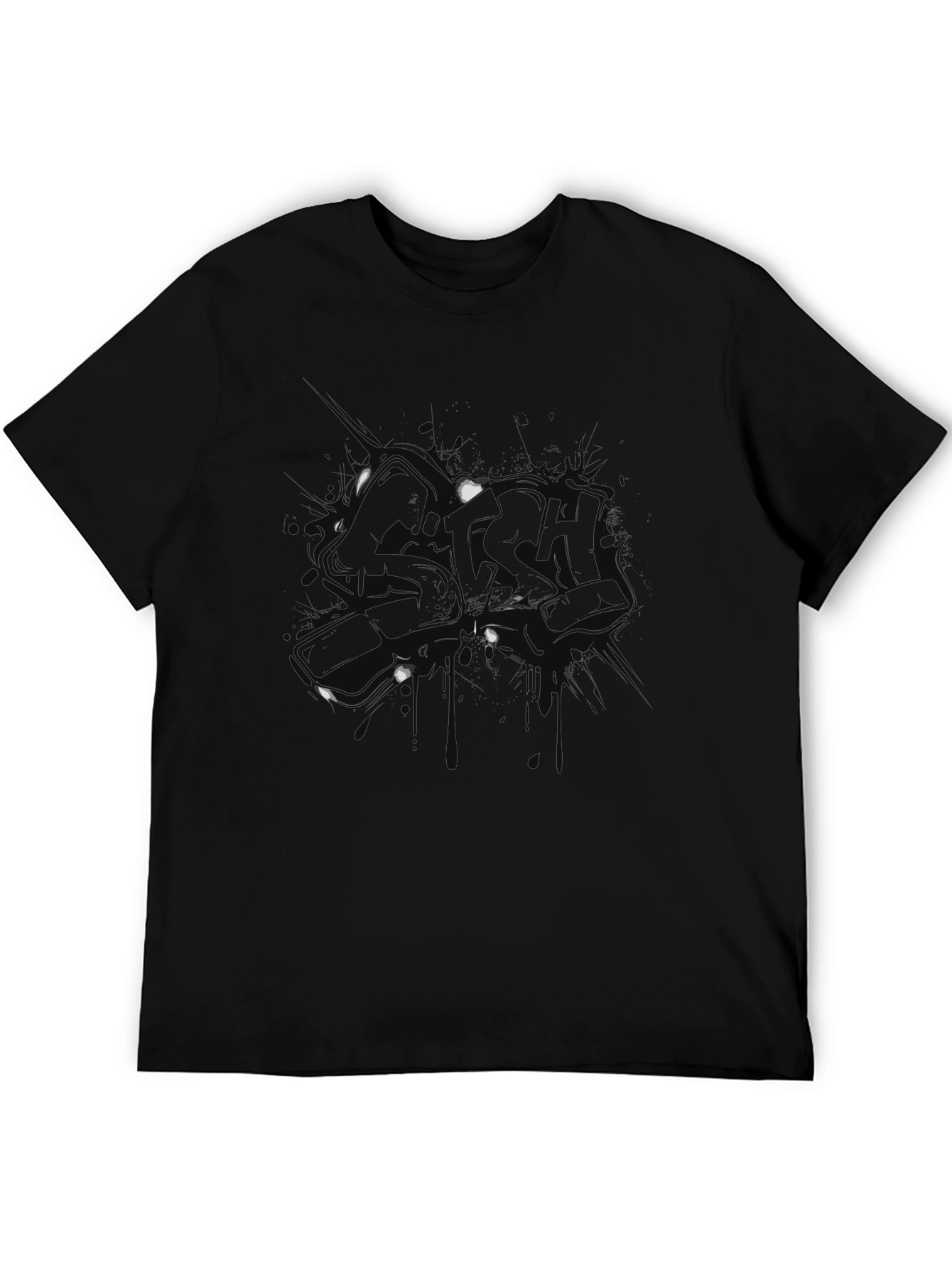 Mens Black Graphic Print Short Sleeve T-Shirt