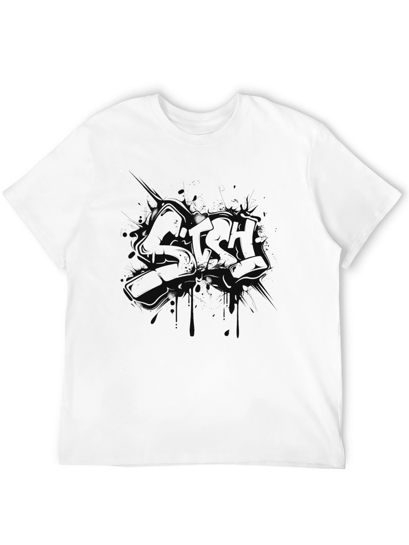 Mens Black Graphic Print Short Sleeve T-Shirt