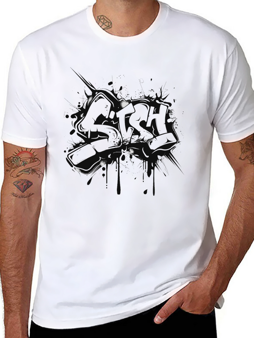 Mens Black Graphic Print Short Sleeve T-Shirt